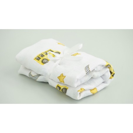 Prześcieradło muślinowe z gumką do łóżeczka (night ride)