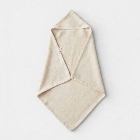 MUŚLINOWE OKRYCIE KĄPIELOWE Z KAPTURKIEM Latte