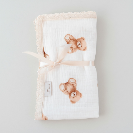 KOCYK MUŚLINOWY 100X75 Z KORONKĄ Teddy Love