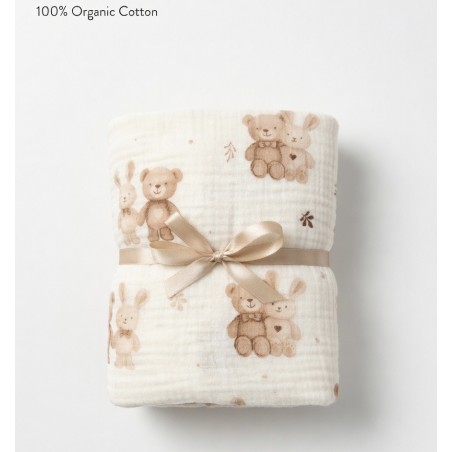 PRZEŚCIERADŁO MUŚLINOWE Z GUMKĄ DO ŁÓŻECZKA (Cuddly Friends)