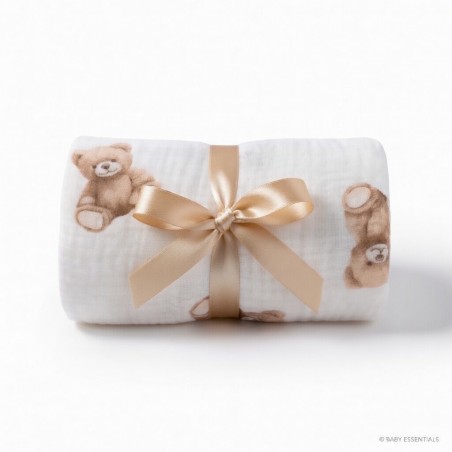 PRZEŚCIERADŁO MUŚLINOWE Z GUMKĄ różne rozmiary  (Teddy Love)