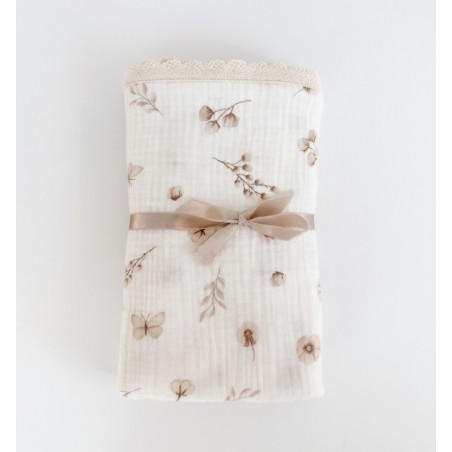 KOCYK MUŚLINOWY 100X75 Z KORONKĄ Soft Beige garden