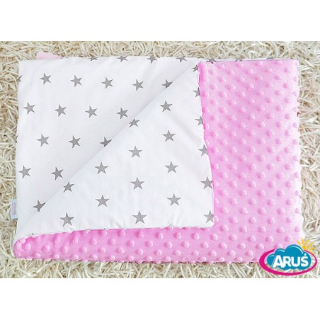 Koc kocyk pled pledzik MINKY 75x100 (różowy+gwiazdki)
