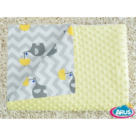 Koc kocyk pled pledzik MINKY 75x100 (zolty+slonik z zolta parasolka)