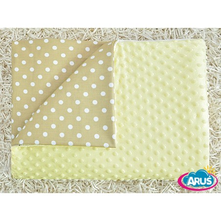 Koc kocyk pled pledzik MINKY 75x100 (zolty+beżowe grochy)