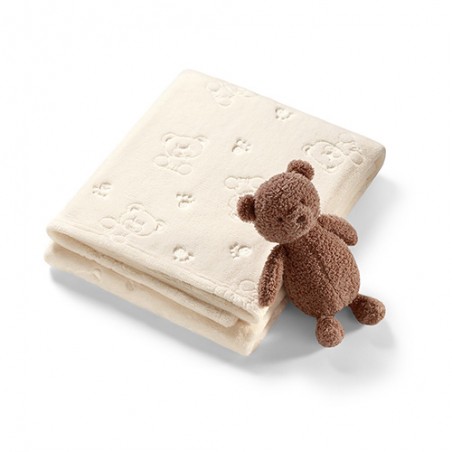 Kocyk z przytulanką śmietankowy Teddy
