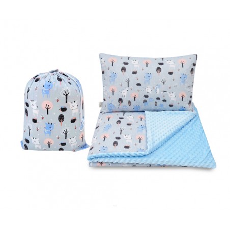 Pościel do przedszkola żłobka Minky 100x135 z wypełnieniem + Worek-3el (niebieski +jelonki)      Obserwuj produkt: