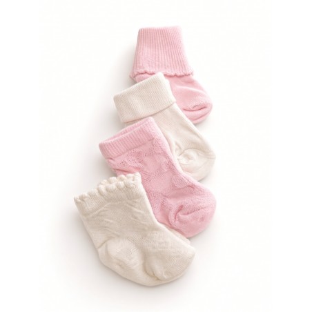 Zestaw 4 par skarpetek dla niemowląt 0-3 m Ivory&Blush