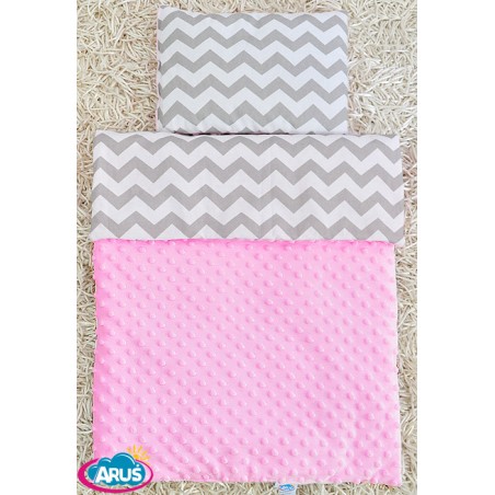 Pościel do wózka / kołyski MINKY (rozowy+zygzaki)