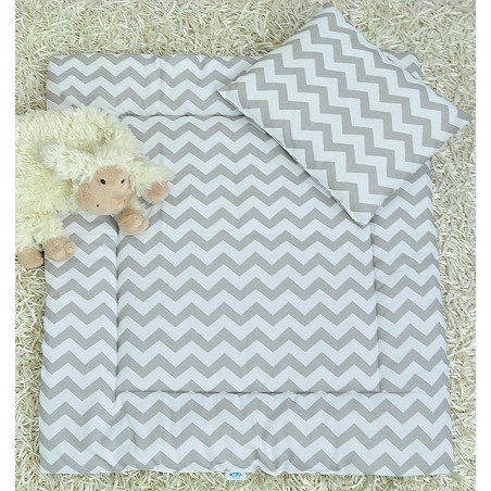 2 el.pościel do wózka (poduszka+kołderka) popielate zygzaki