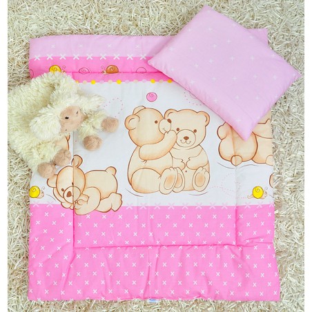 2 el.pościel do wózka (poduszka+kołderka) różowy teddy