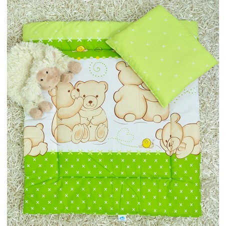 2 el.pościel do wózka (poduszka+kołderka) zielony teddy