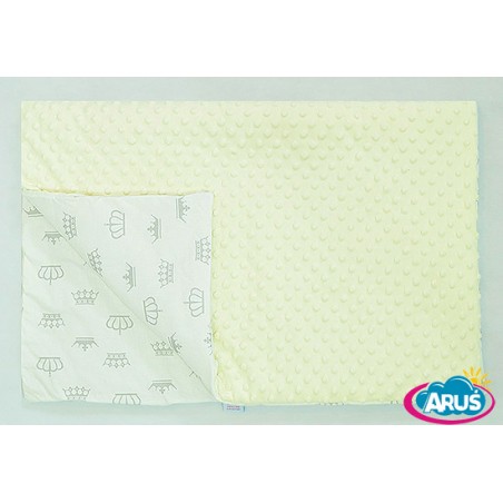 Koc kocyk pled pledzik MINKY 75x100 (kremowy+popiel korony na białym tle)