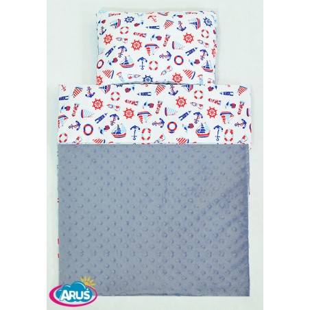 Pościel do wózka / kołyski MINKY (popiel+marynarz)