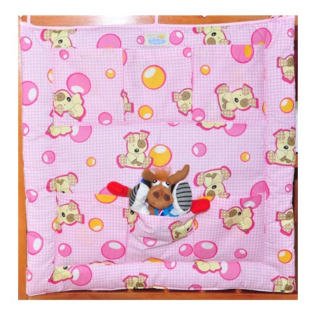 Przybornik organizer niezbędnik kieszonki na drobiazgi - rozowe pieski na kratce