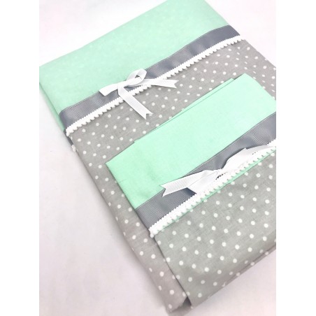 2 el. pościel sweet 120x90 miętowo szare bąbelki