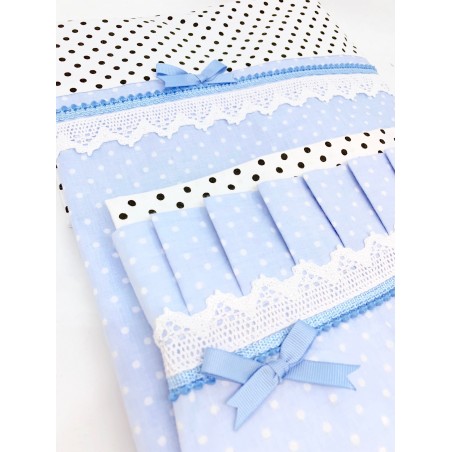 4 el. pościel do łóżeczka 120x90 "Sweet" niebieska koronka