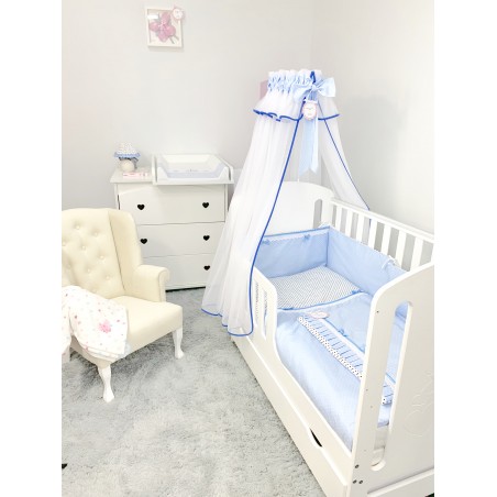 9 el. pościel 120x90 "Sweet" niebieska koronka