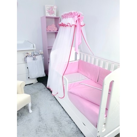 9 el. pościel 120x90 "Sweet" różowa koronka