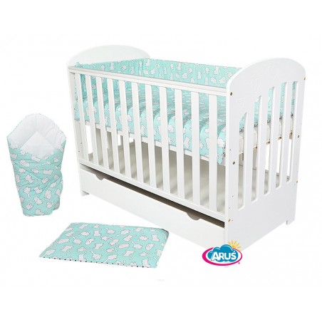 13 el.łóżeczko z szufladą/tapczanik POLA biała materac pościel