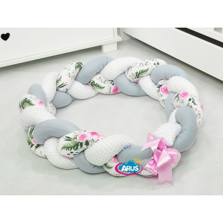 Warkocz ochraniacz do łóżeczka 210cm Garden grey