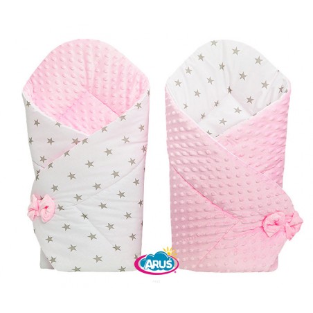 Rożek becik niemowlęcy dwustronny MINKY Pinky stars