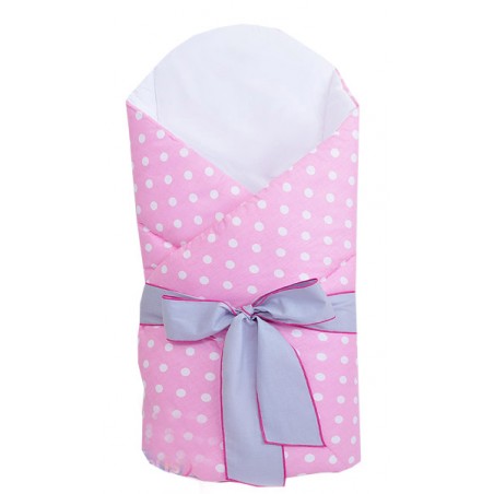 Rożek becik usztywniony wiązany na kokardkę (grochy)