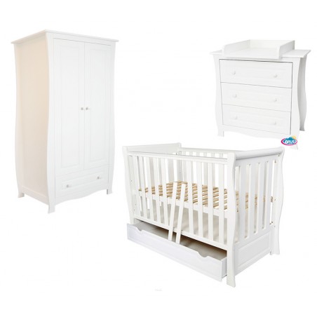 Zestaw Megan-3 : łóżeczko z szufladą + komoda z przewijakiem +szafa