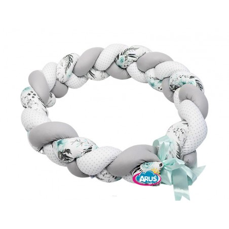 Warkocz ochraniacz do łóżeczka 210cm (mint flowers)