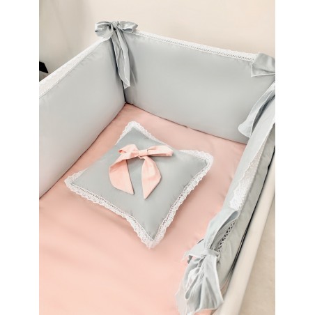 6 el.Pościel do łóżeczka 120x90 Boho collection (pudrowy róż+szary)