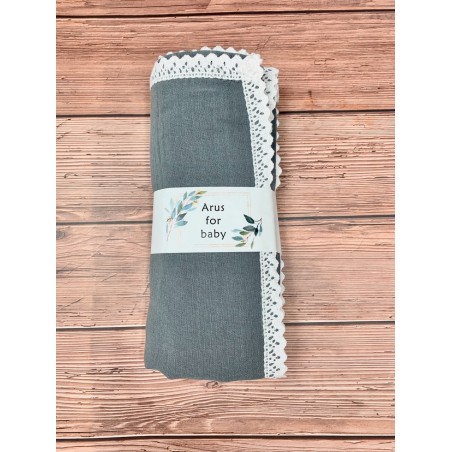 Kocyk Muślinowy 100x75 lace grey