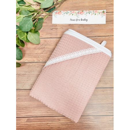 Okrycie kąpielowe 100x100 Boho collection lace powder pink