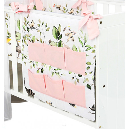 Przybornik na łóżeczko "Nature and Flowers" (sarenka zielona +pudrowy róż)