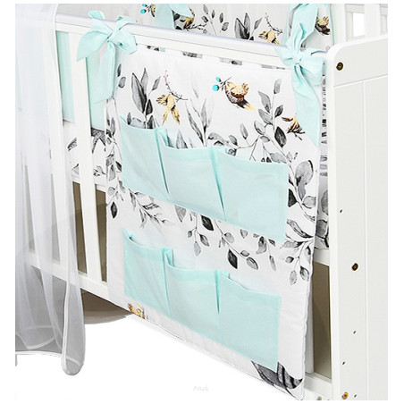 Przybornik na łóżeczko "Nature and Flowers" (sarenka popielata +mięta)