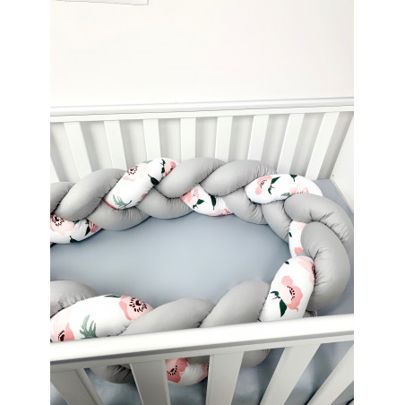 WARKOCZ OCHRANIACZ DO ŁÓŻECZKA 210CM KOLEKCJA SUMMER POPPIES grey