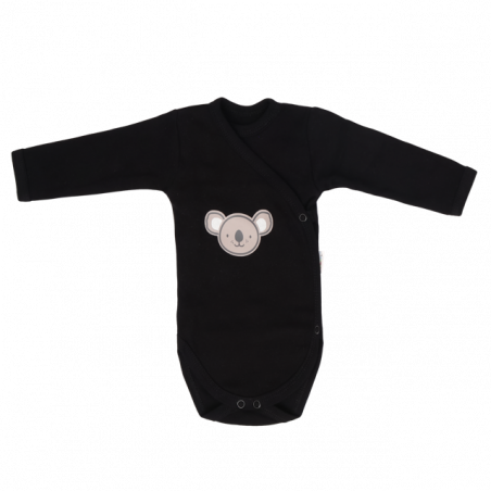 Body niemowlęce kopertowe 100% bawełna Koala boy black