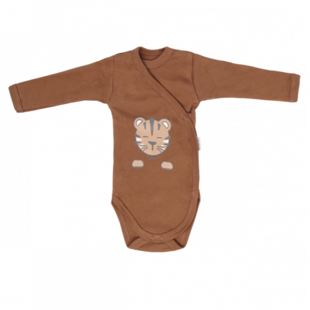 Body niemowlęce kopertowe 100% bawełna Lew brąz