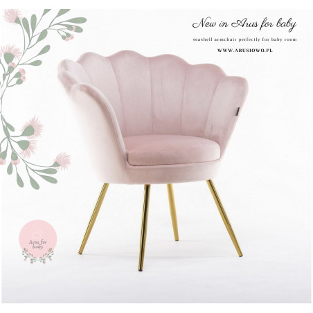 Fotel muszelka velvet powder pink