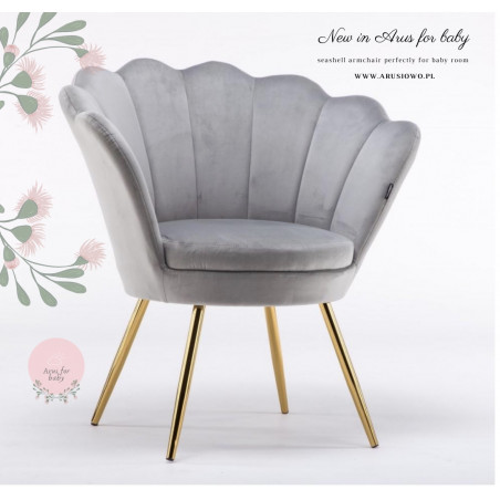 Fotel muszelka velvet grey