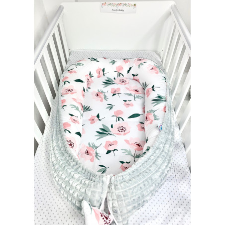 Kokon niemowlęcy otulacz dwustronny minky kolekcja Summer (poppies)