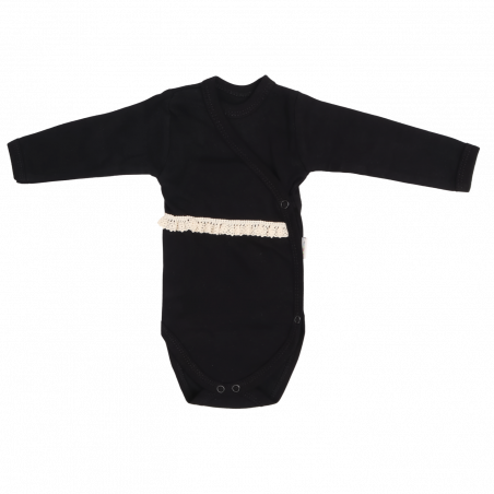 Body niemowlęce kopertowe 100% bawełna Lace black