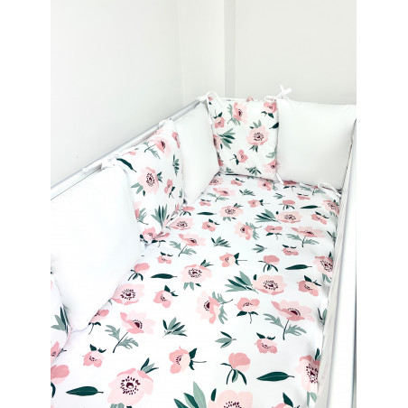 8 el.Pościel do łóżeczka 120x90 modułowa kolekcja Summer poppies white