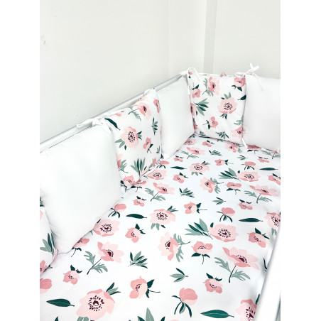 10 el.Pościel do łóżeczka 120x90 modułowa kolekcja Summer poppies white