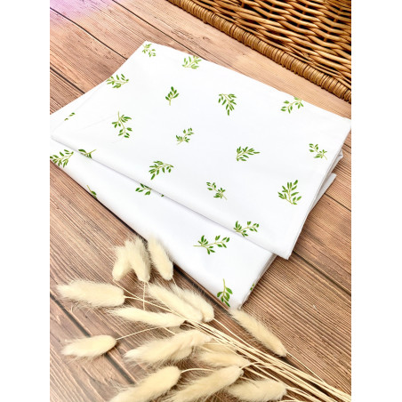 2 el.Pościel do łóżeczka 120x90 dwustronna Boho leafs + white