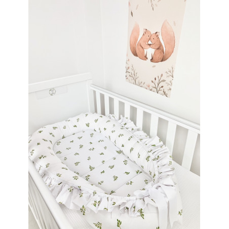 Kokon otulacz bawełniany z falbanką Boho collection Leafs