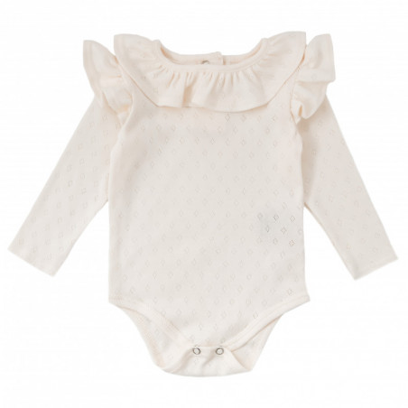 Body z dzianiny ażurowej Mini me śmietankowe