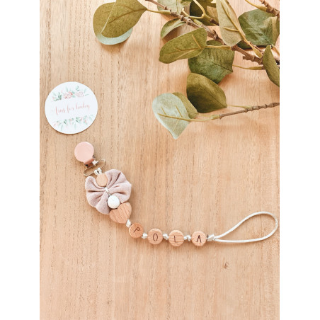 Personalizowana zawieszka do smoczka Arus Accesories bow powder pink