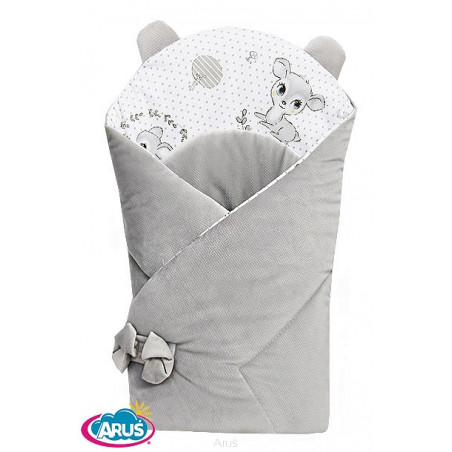 Becik /rożek Bear velvet Nature&Flowers collection Bambi leafs grey