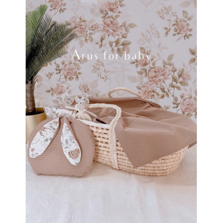 Zestaw bunny kocyk wafelek + poduszka boho brown