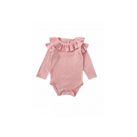 Body z dzianiny ażurowej ciemny róż